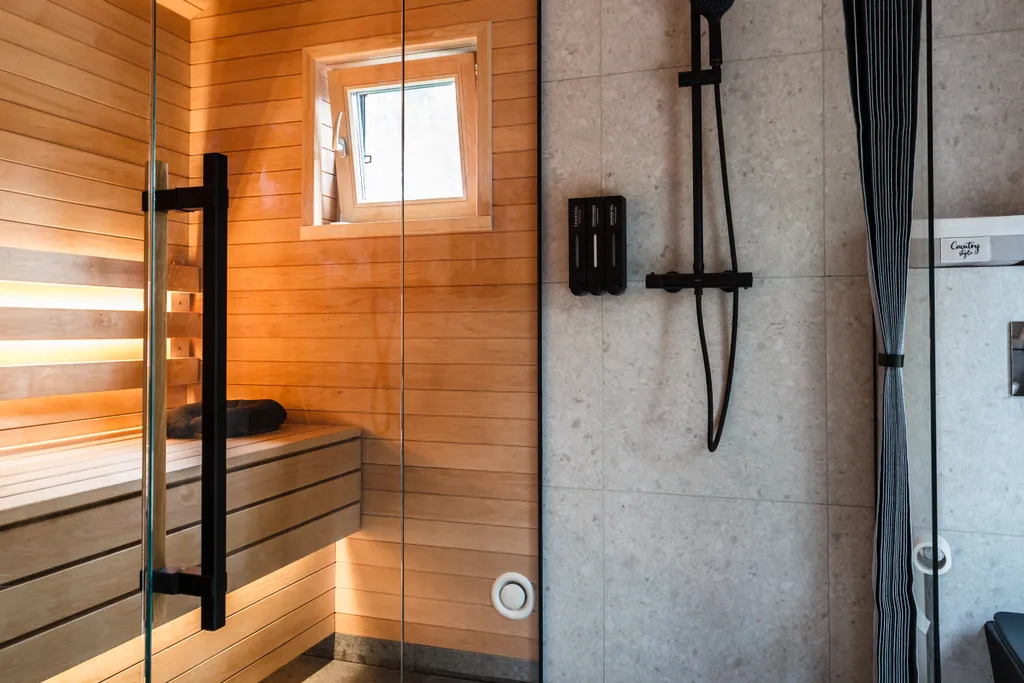 Коттедж Панорамный дом в лесу с сауной и ванной у окна — Вырица