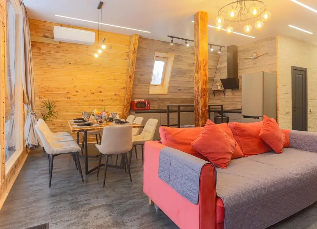 Большой дом a-frame в-небо с бассейном