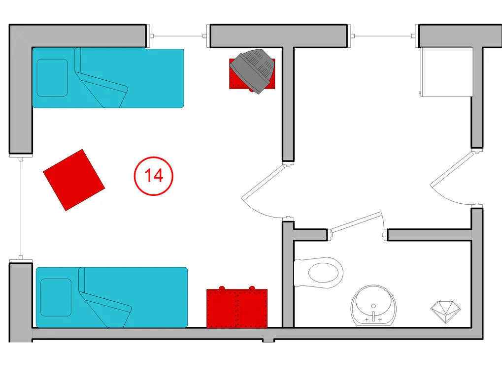 Двухкомнатный трёхместный номер стандарт