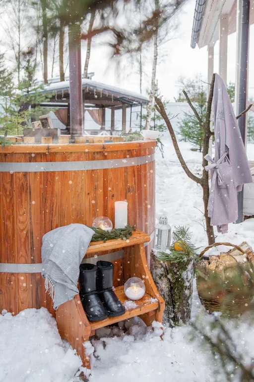 Коттедж Дом в лесном участке у реки с баней и горячей купелью фурако — Логиново