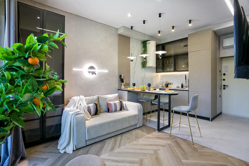 Студия с панорамой на горы