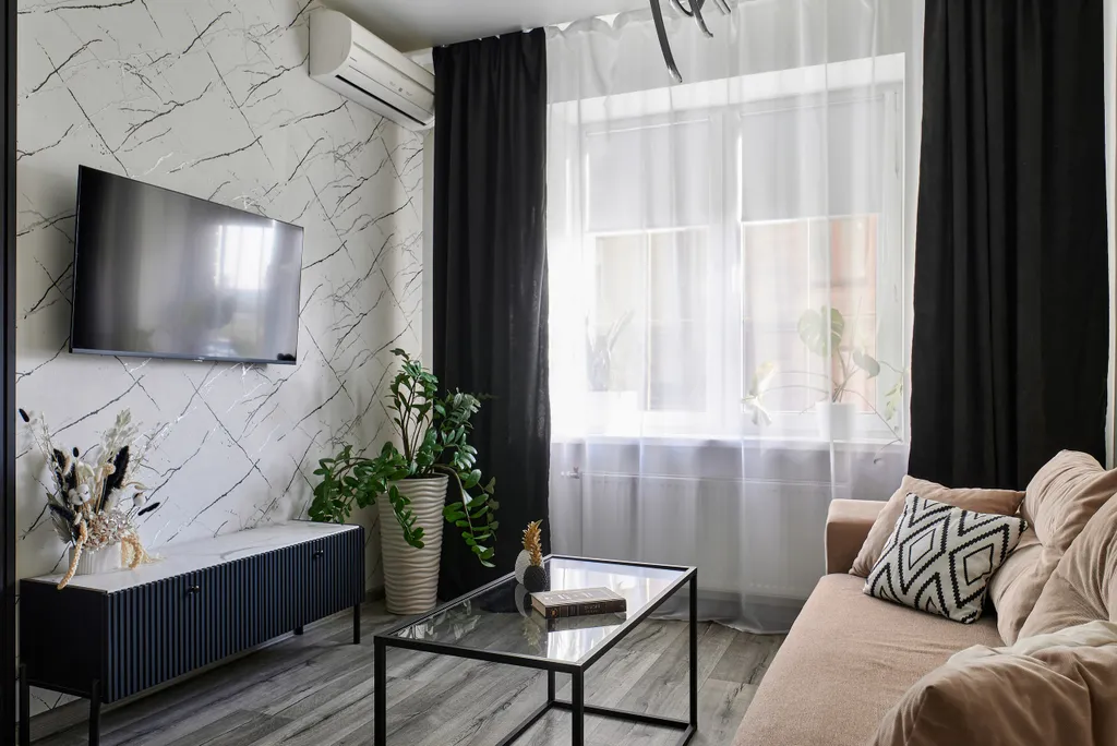 Прекрасная стильная квартира Инь янь