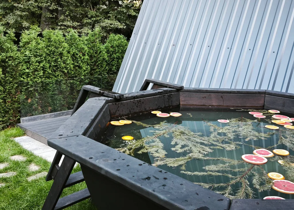 Уютный А-фрейм Ручей с баней и чаном