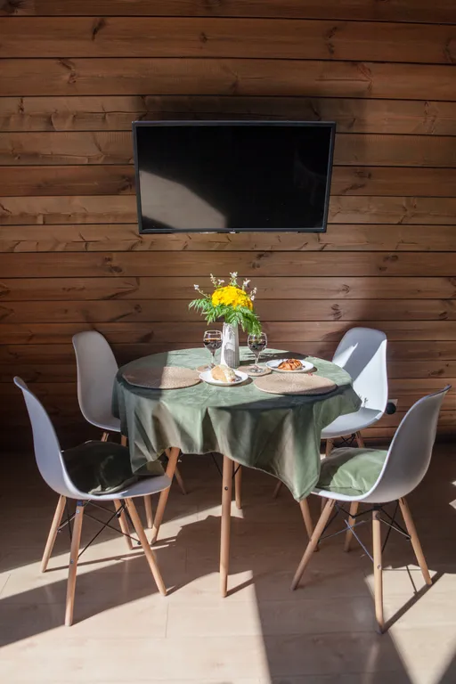 А-фрейм уютный домик у леса  с чаном