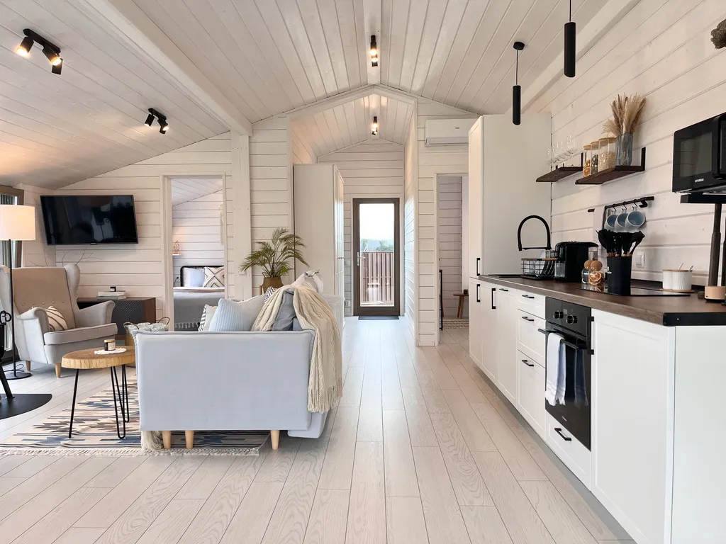 Панорамный барн в стиле Дубльдом с баней и чаном