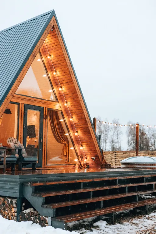 Коттедж Коттедж Медовый А-фрейм с уникальным дизайнерским интерьером — Озёры