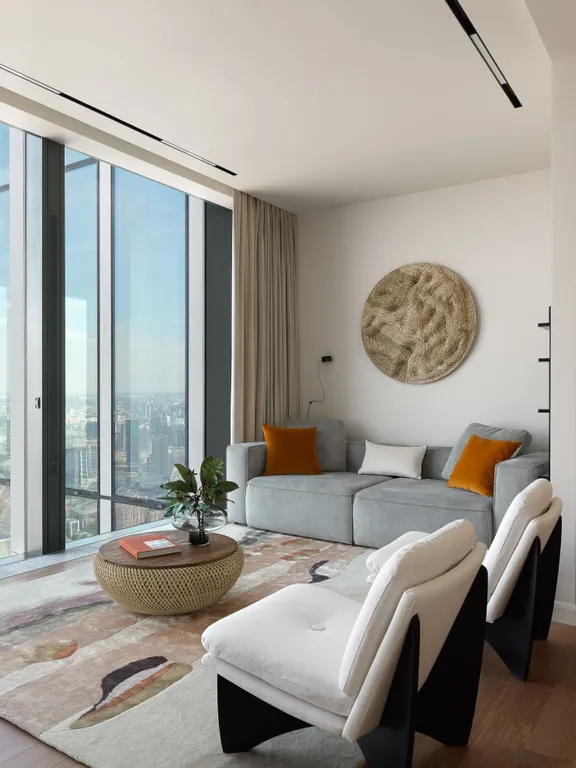 Угловой стильный апартамент с 2 спальнями