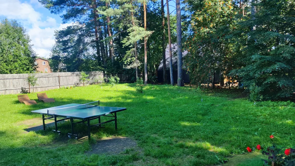 Коттедж Коттедж с баней, чаном и детской площадкой с батутом у озера, в бору — Ланино