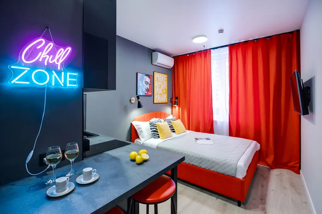 Квартира Квартира Стильная студия у ботанического сада Red — Москва