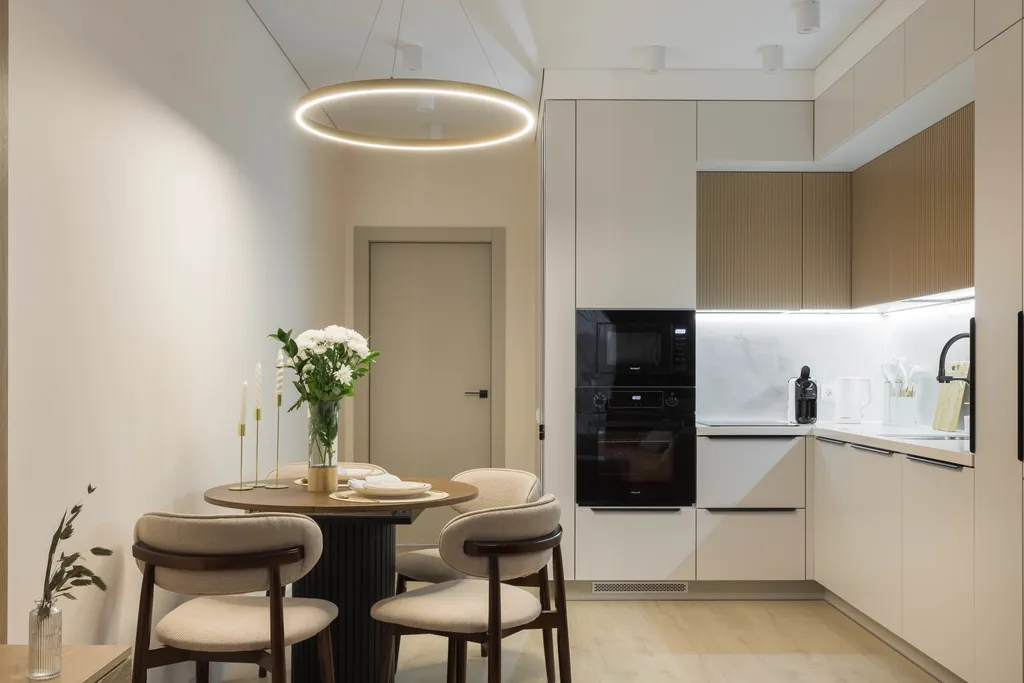 Современная трешка с видом на озеро и каминным залом