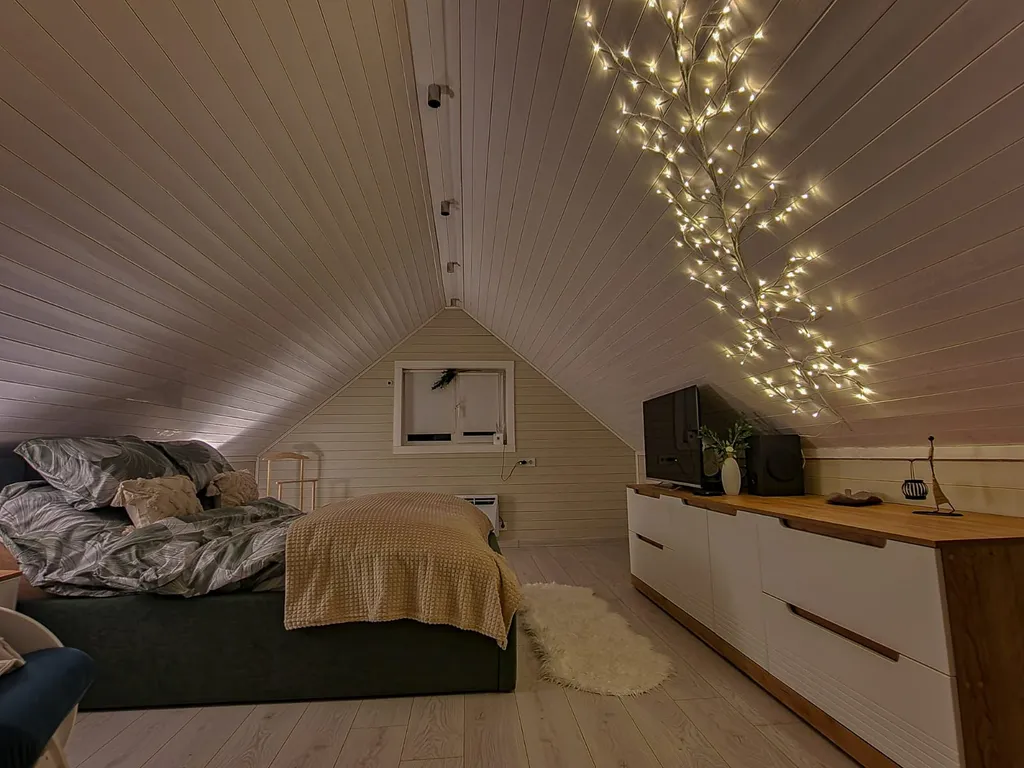 Дом-баня с большой верандой и массажной кроватью