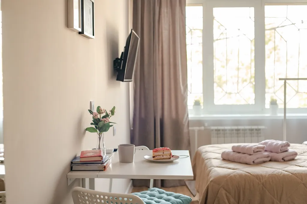 Стильная студия на первом этаже с видом на бухту Золотой рог