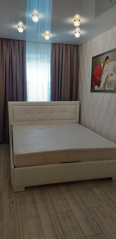 Уютная двухкомнатная квартира в спокойном районе, с кроватью и диваном