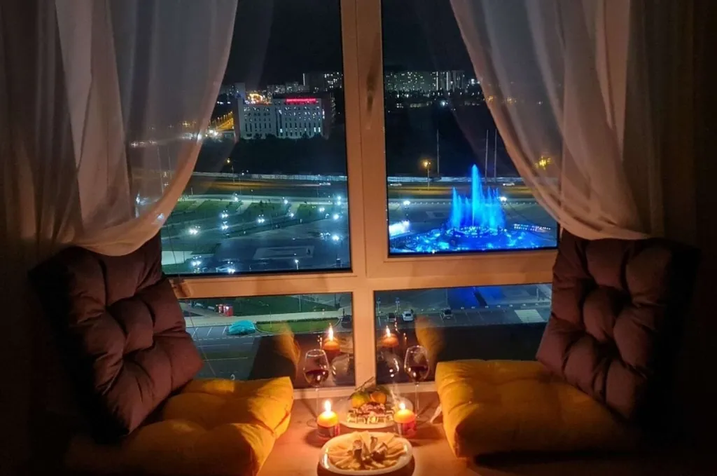 Двухкомнатные апартаменты ЛОФТ видом на фонтан