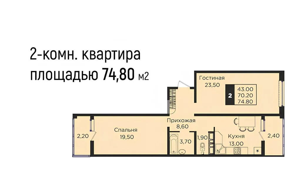 Квартира Большая двухкомнатная квартира рядом аэропорт, трасса М4 — Краснодар
