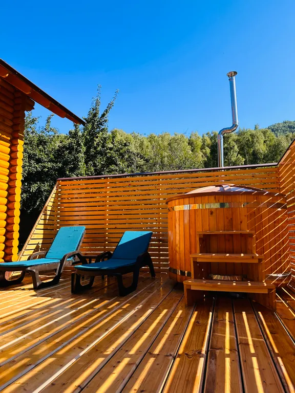 Усадьба Сова на берегу реки в горах Алтая