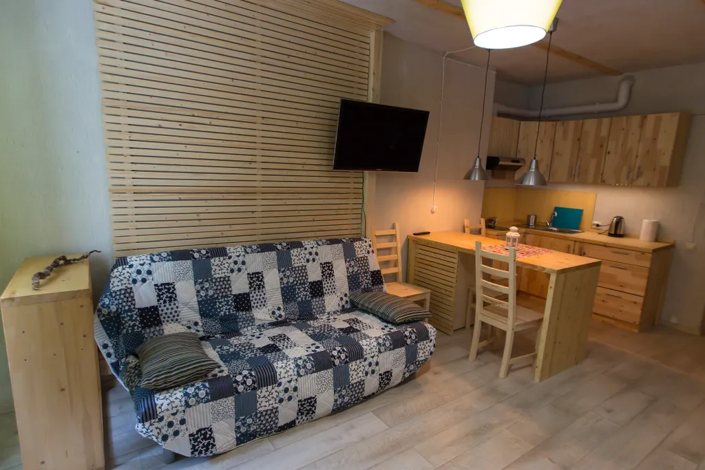 Уютная студия с видом на лес.