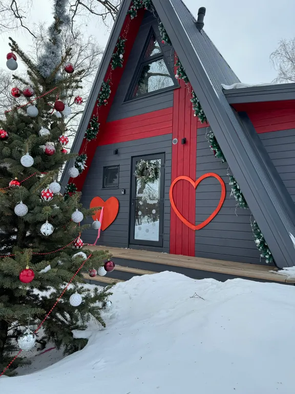 Современный дом у озера с купелью и своим катком. В феврале скидки