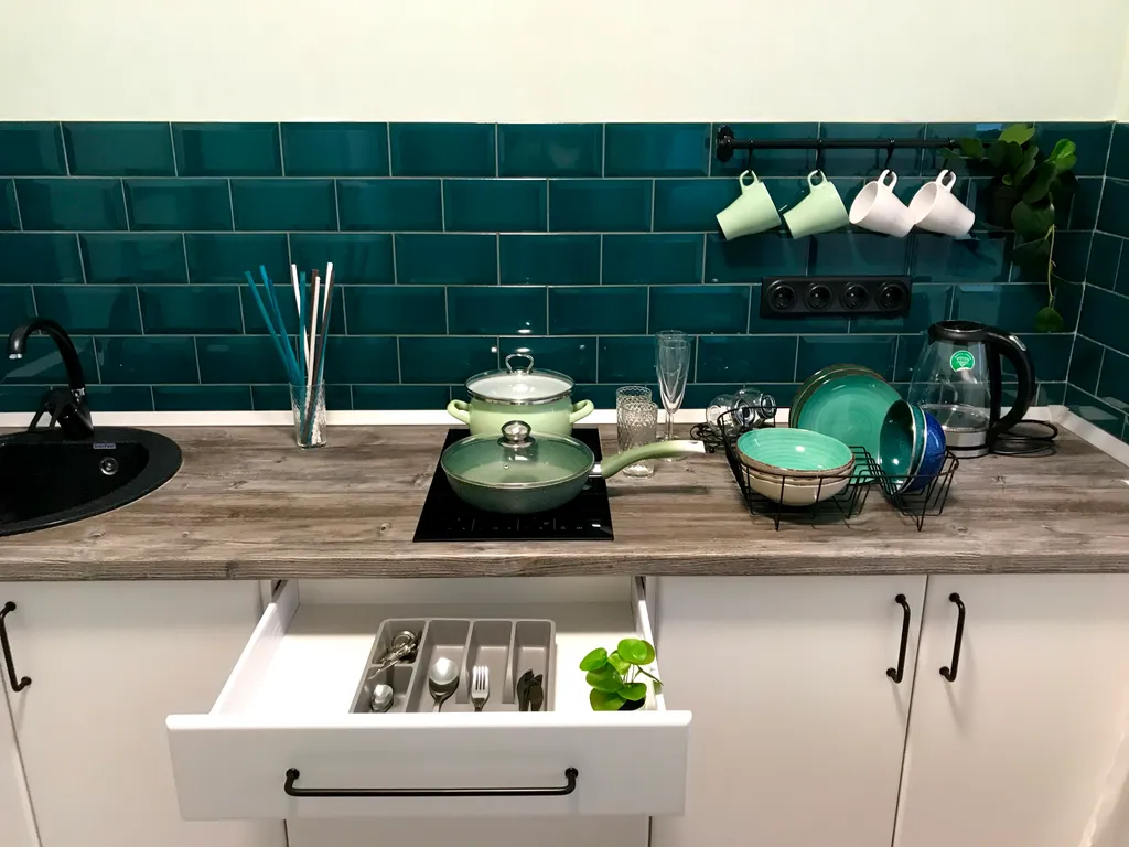 Уютная студия с качелями и видом на тихий зеленый сад