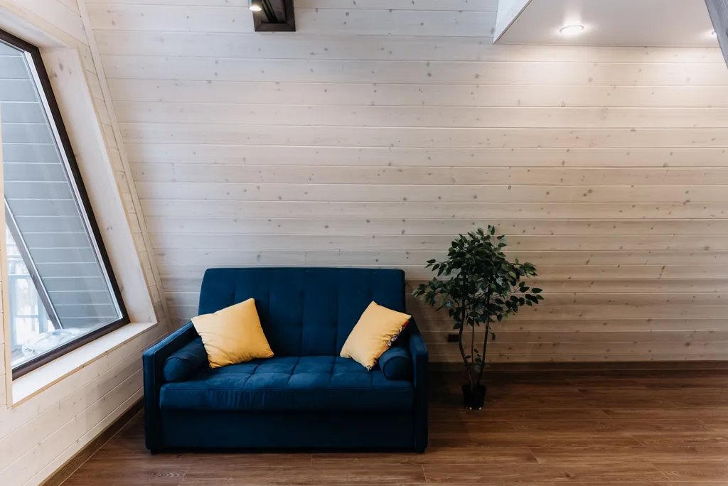 Уютный домик Серый A-Frame с террасой