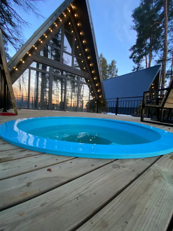 Коттедж Aframe на 4 персоны с купелью и баней на дровах