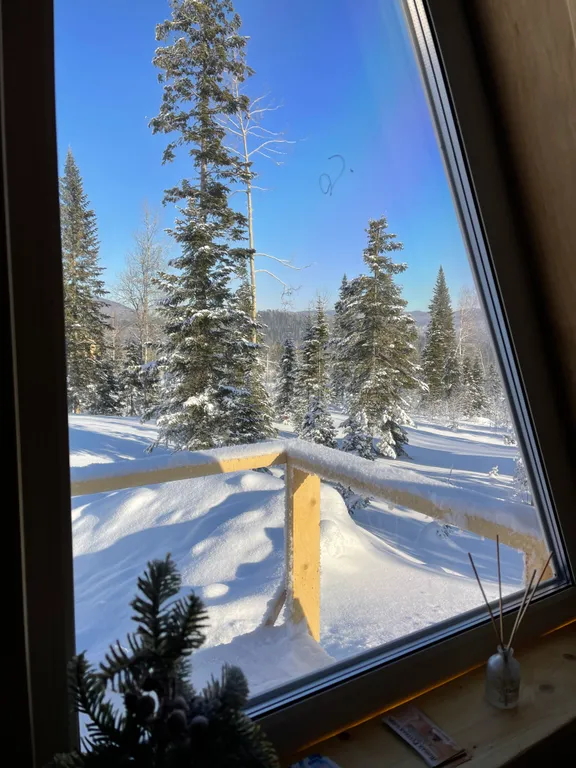 А-frame в окружении леса и гор