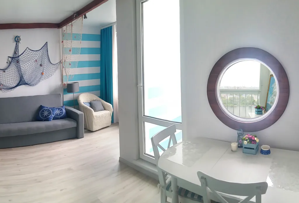 Квартира Квартира Студия в морском стиле с видом на Неву — Санкт-Петербург