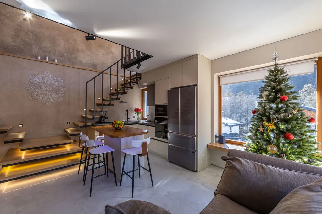 Уютная двухуровневая квартира в Красной поляне с видом на Ачишхо