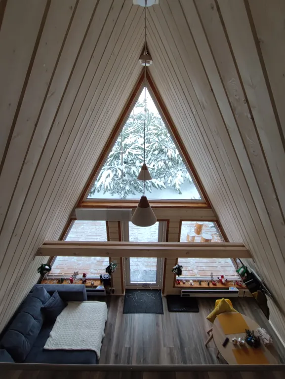 Уютный дом Aframe с банным чаном на дровах