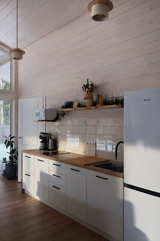 Дом около леса с чаном