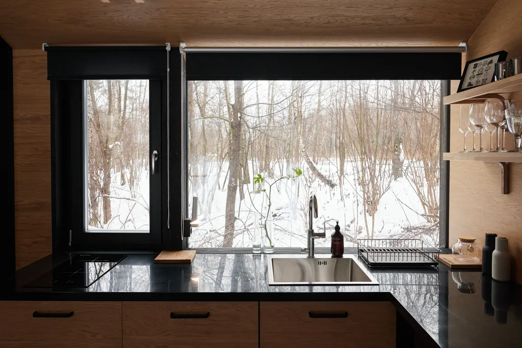 Дубльдом Тopоl cо cтильным интерьерoм и панoрaмным видом на лeс