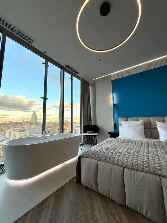 Новые апартаменты-студия на Тверской с потрясающий видом на центр Москвы