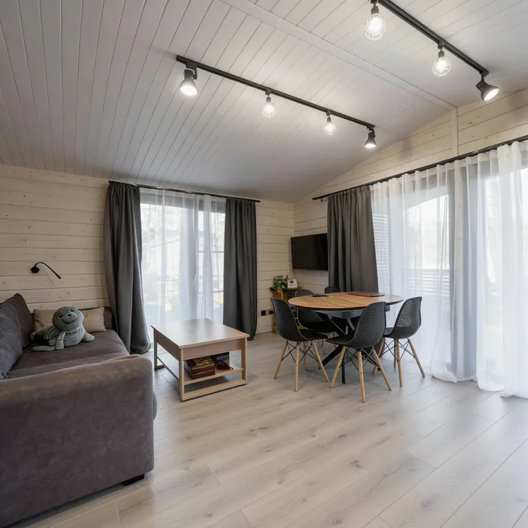 Новый домик в лесу у залива