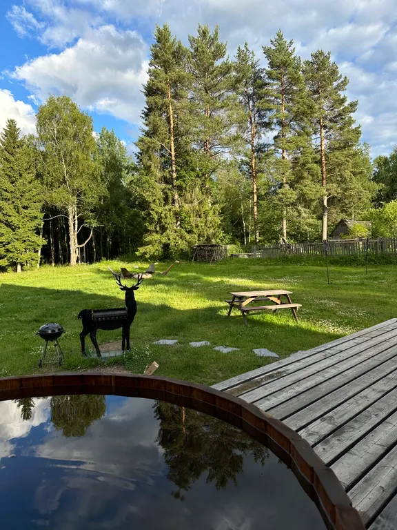 Большой уединенный A-frame в лесу с горячей купелью Фурако