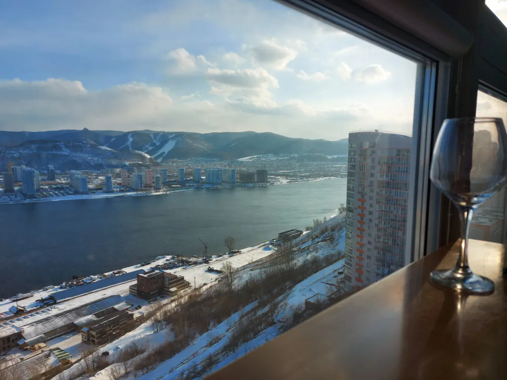 Квартира с сауной и шикарным видом на Енисей