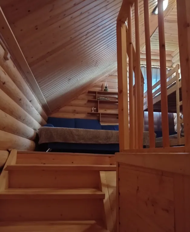 Деревянный дом с камином, баней и чаном на берегу Меличуярви у леса