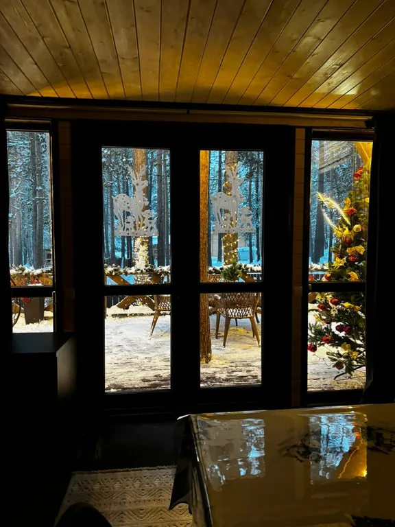 Сказочный дом в лесу с видом на горы