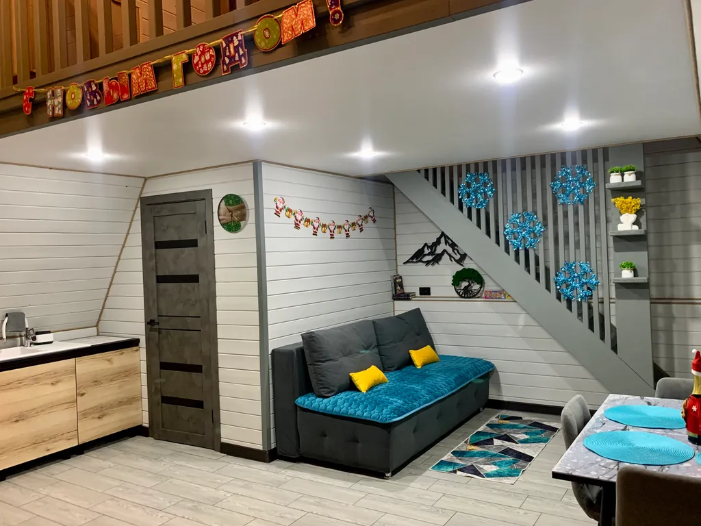 Отдельный домик а-фрейм с бассейном и видом на горы