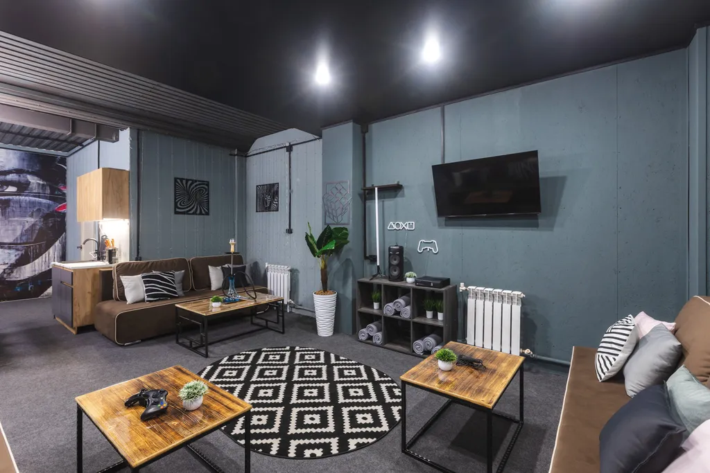 Квартира в стиле Лофт для вечеринки с караоке и x-box