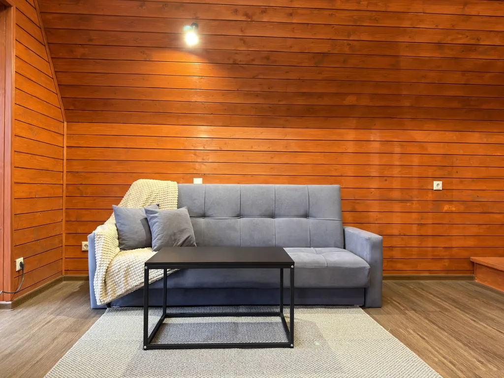 Уютный домик А-Фрейм с террасой и мангальной зоной