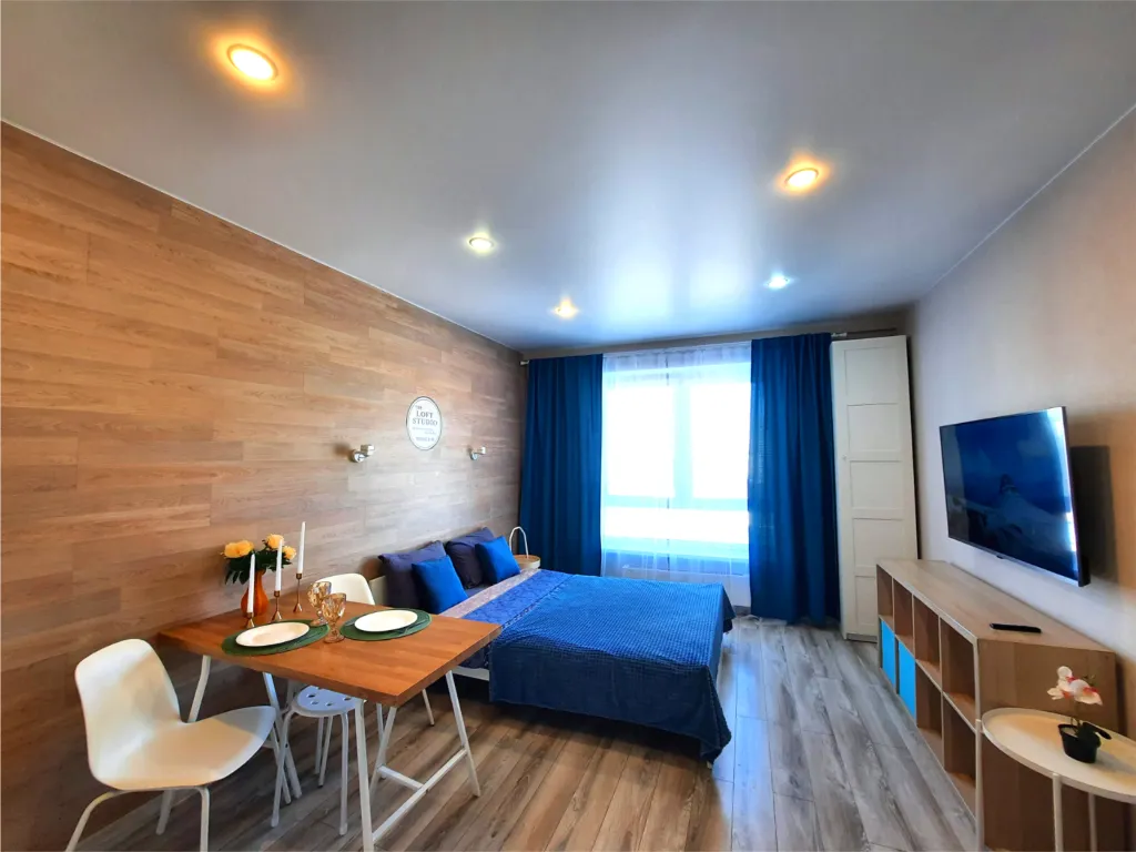 Студия для двоих — романтическое пространство с современным ремонтом