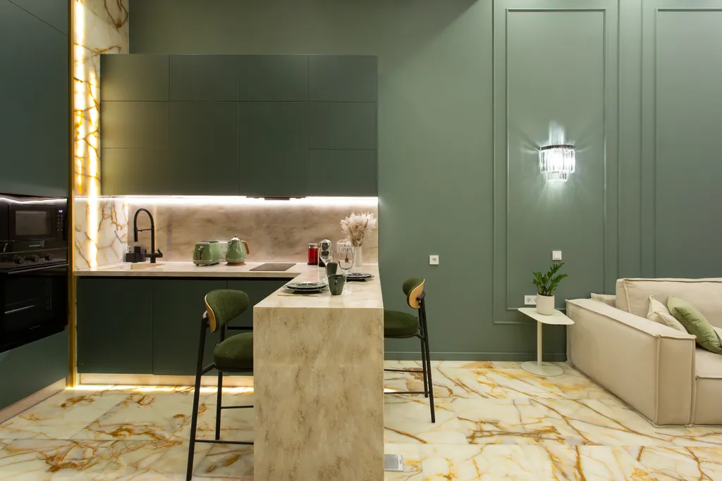 Редкий Пентхаус-формат на 64 этаже, оникс, подсветка, панорамные окна