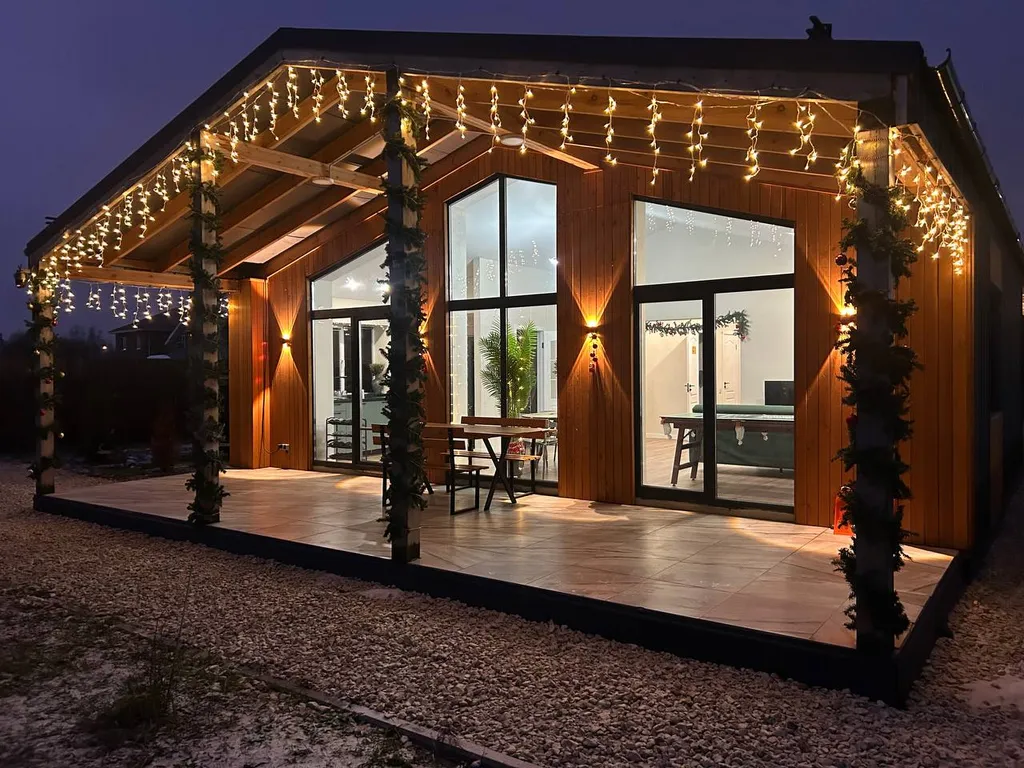 Эко-дом у озера с чаном, сауной и бильярдом