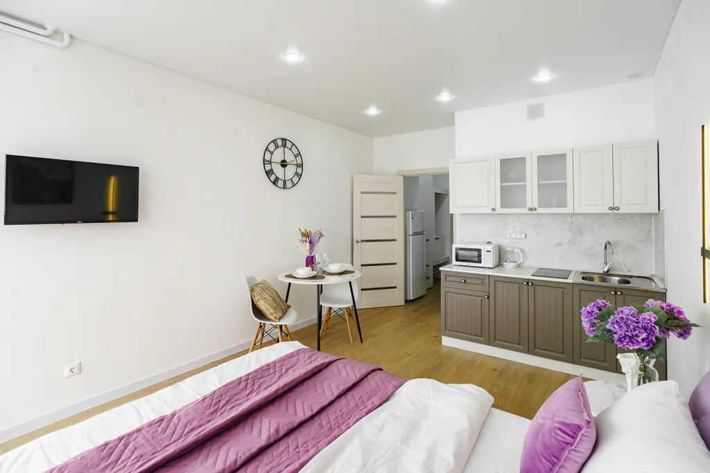 Студия на 24 этаже с панорамным видом на реку в ЖК Аквамарин