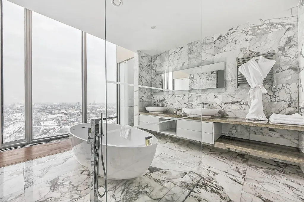 Угловые апартаменты, с кинотеатром и панорамной ванной на 45м этаже