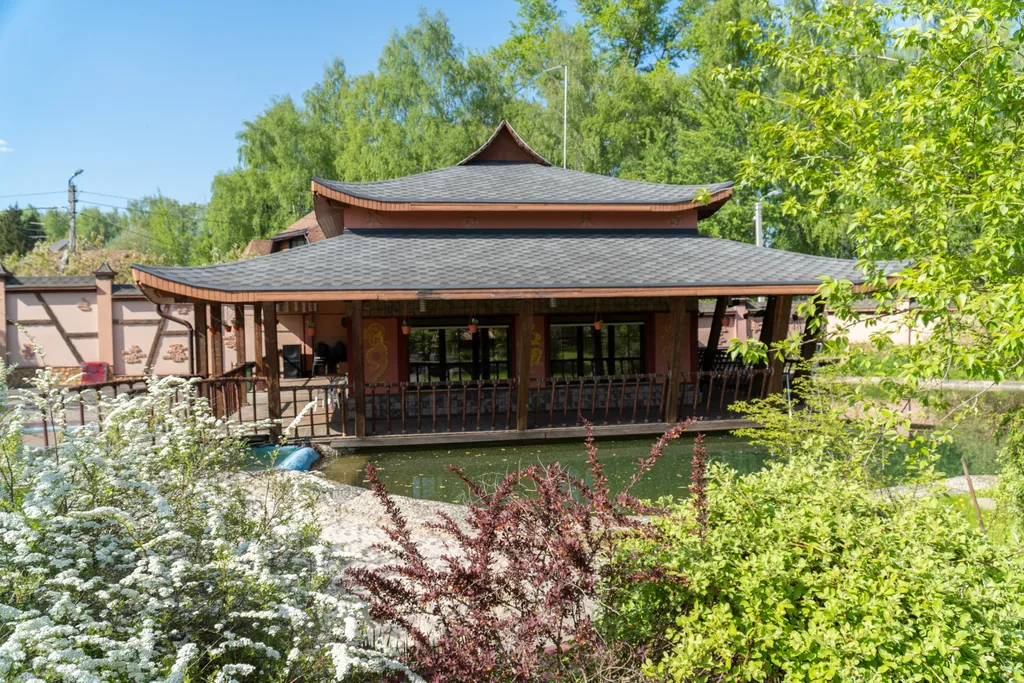 Коттедж Дом на пруду с дровяной сауной и караоке в китайском стиле — Высоково