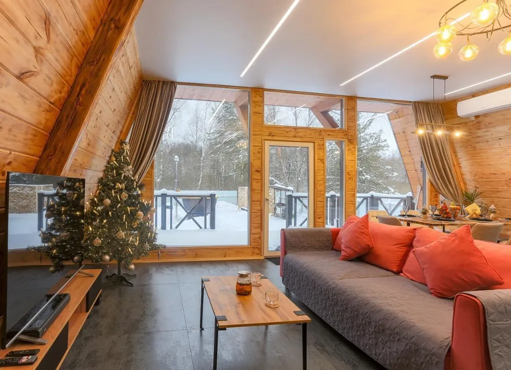 Большой дом a-frame в-небо с бассейном