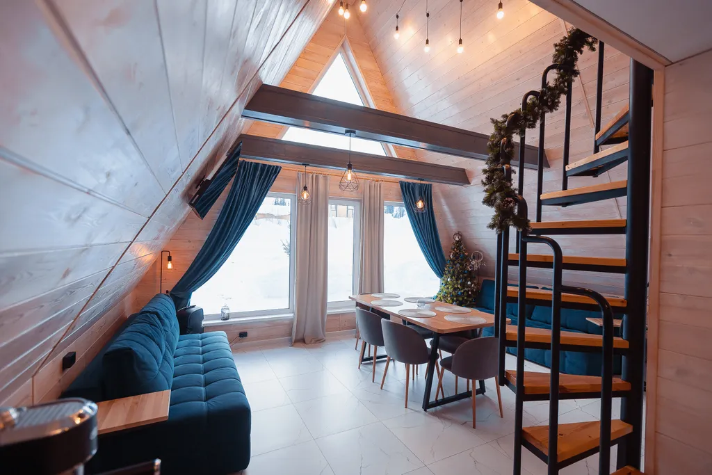 Уютный домик в стиле Афрейм с видом на горы