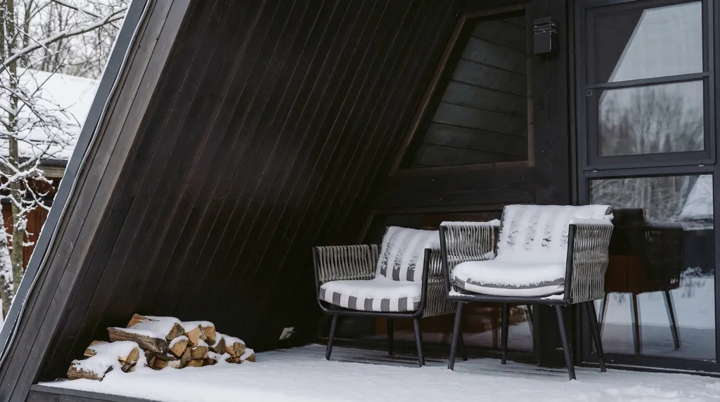 A-Frame с камином, кондиционером и террасой