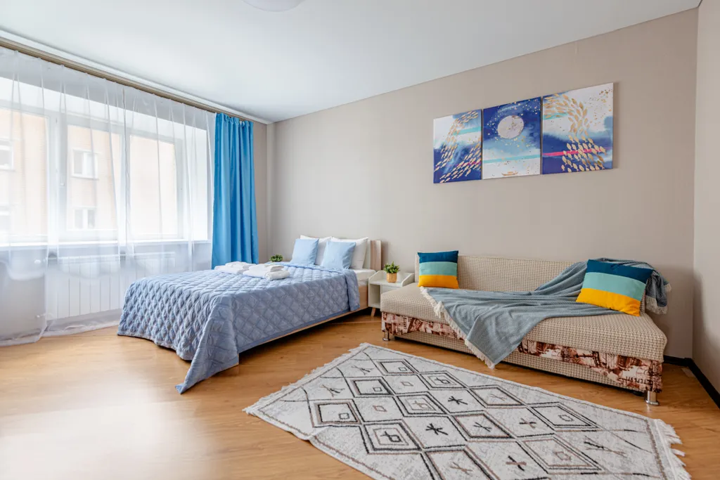 Просторная на заливе с панорамными окнами, кондиционер, 2 TV